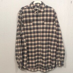 JACHS Heavy Plaid Flannel Gray, Cream, & Brown Shirt/Jacket size XL Tall